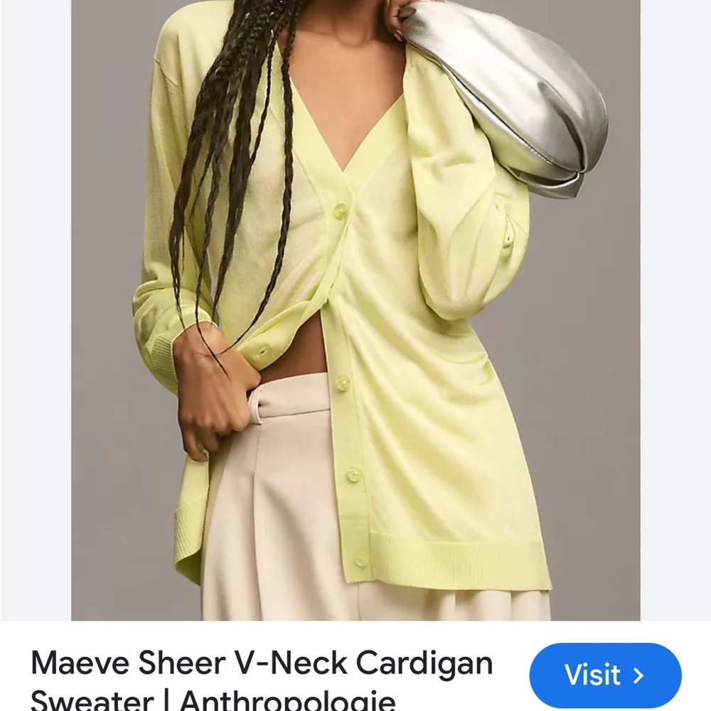 Maeve Light Yellow V-Neck Cardigan